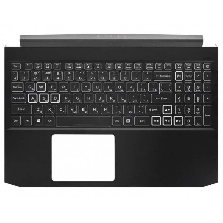 Корпус ноутбука / верхняя крышка с клавиатурой для ноутбука Acer Nitro 5 AN515-45, AN515-57 (6B.QBCN2.009) Black RGB Оригинал от Acer