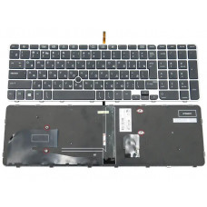 Клавіатура HP для ноутбука EliteBook 755 G3, 850 G3, 850 G4, ZBook 15u G3, 15u G4 (Сіра) з підсвіткою