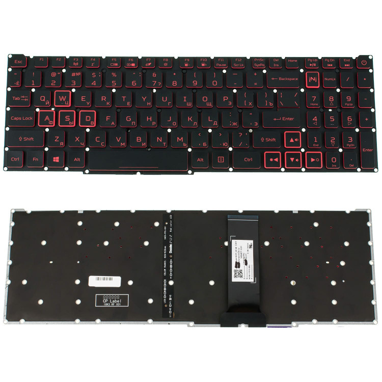 Клавиатура Acer для моделей ноутбука: Nitro 5 AN515-54, AN515-43, AN515-55, AN517-51, AN715-51с RED подсветкой