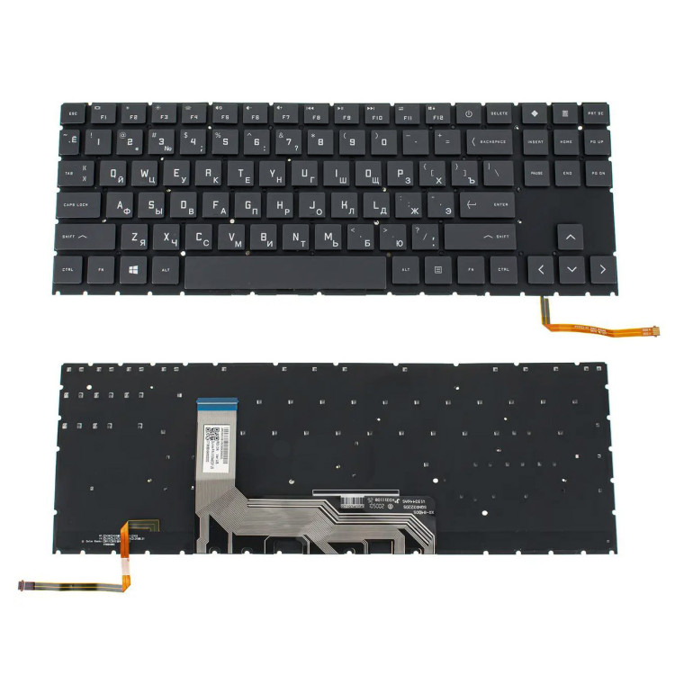 Клавиатура HP для моделей ноутбука Omen 15-EN, 15Z-EN, 15-EK, 15T-EK (Черная) с белой подсветкой