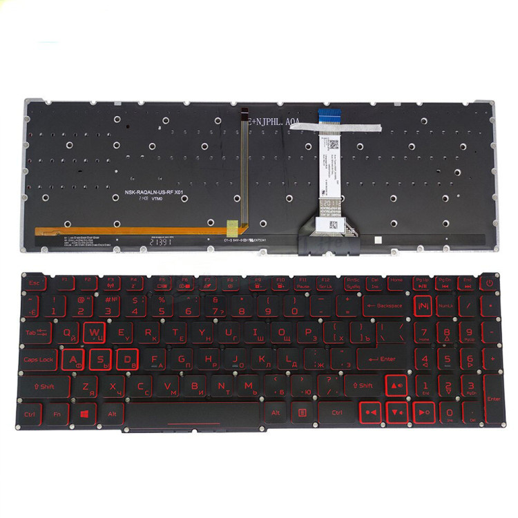Клавиатура Acer для моделей ноутбука: Nitro 5 AN515-45, AN515-56, AN515-57, AN517-41, Predator Helios 300 PH315-53, PH315-54 (Узкий шлейф) с RED подсветкой