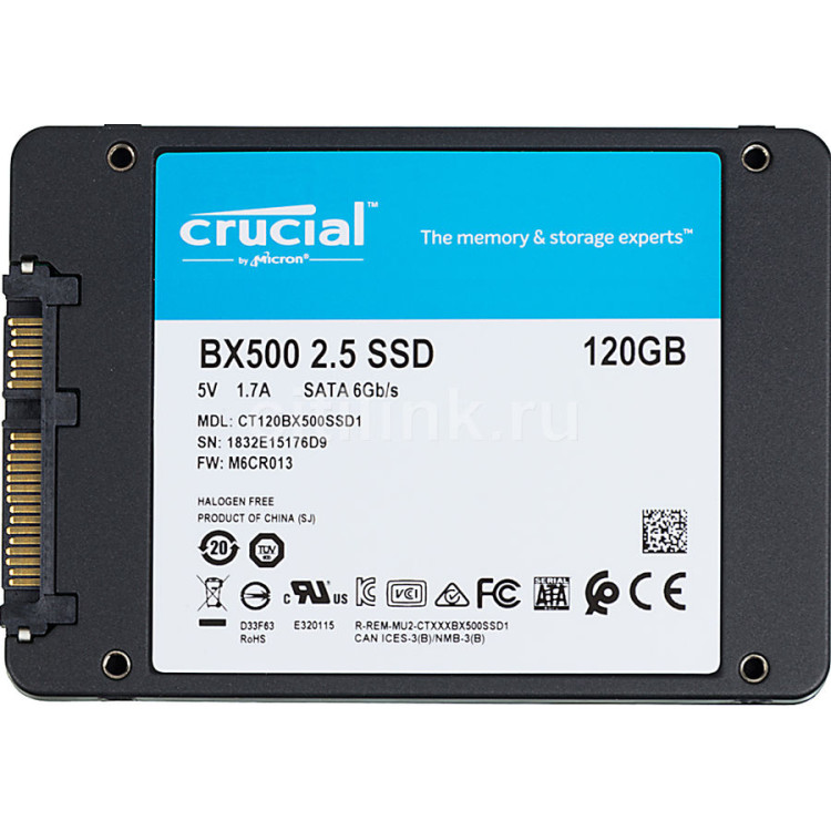 Б/В Накопичувач SSD 2.5 Sata III Crucial BX500 120 GB (CT120BX500SSD1)