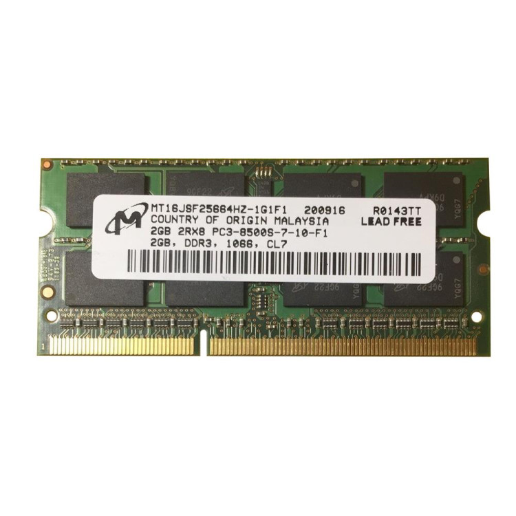 Модуль пам'яті для ноутбука SoDIMM DDR3 2GB Micron (MT16JSF25664HZ-1G1F1) Б/В