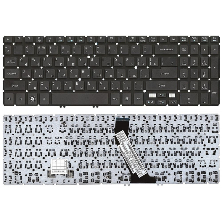 Клавиатура Acer для моделей ноутбука: Aspire V5-531 V5-551 V5-571, M3-MA50, M3-581 M5-581, V7-581, V7-582, VN7-571, VN7-591 (Черная)