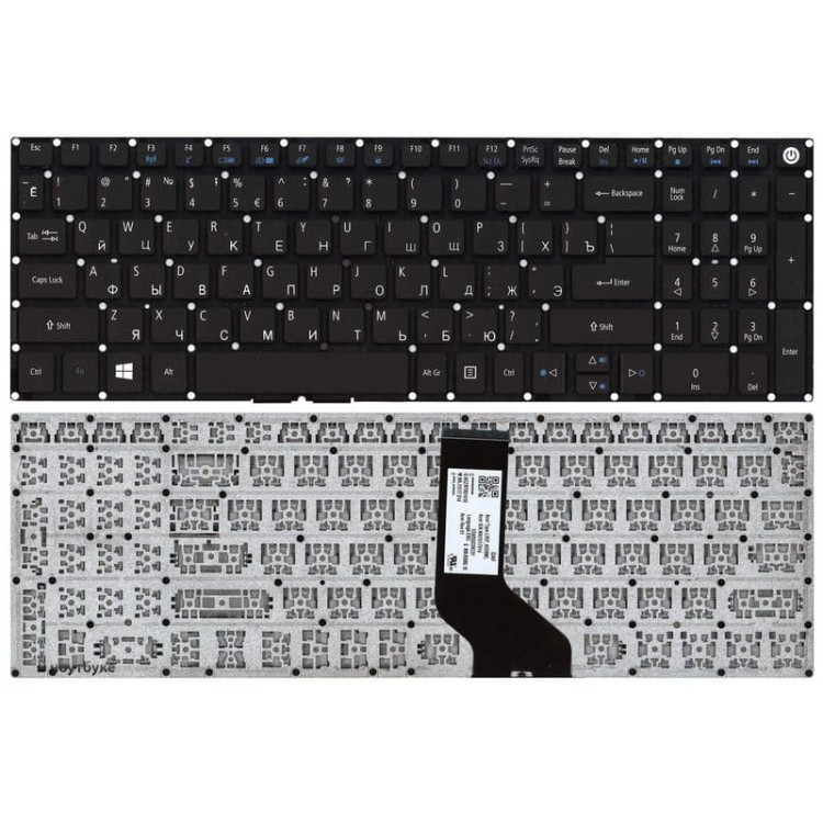 Клавиатура Acer для моделей ноутбука: Aspire A315-21, A315-31, A315-32, A315-33, A315-41, A315-51, A517-51, E5-522, E5-523, E5-532, E5-575, ES1-523 (Black) NO BackLight